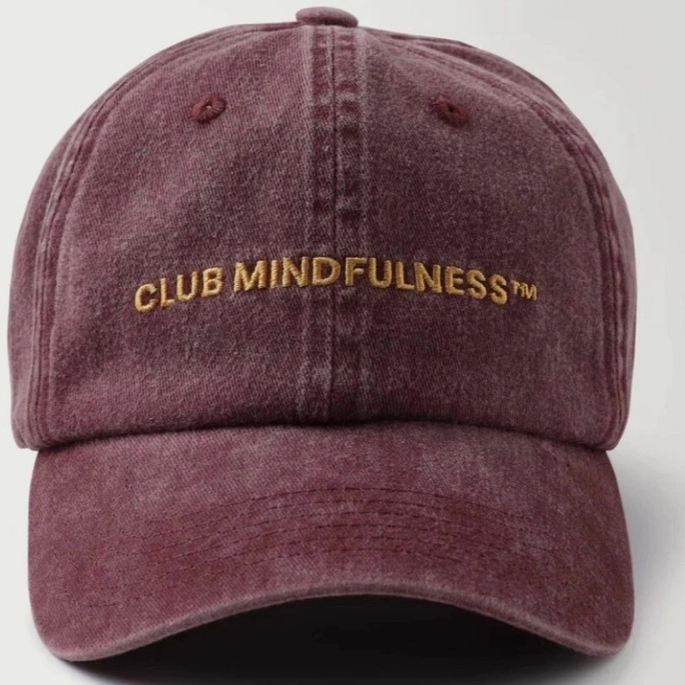 Active After Coffee 'Club Mindfulness' Cap Washed Vintage Burgundy NWT